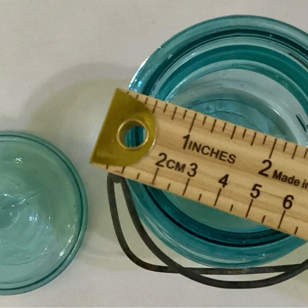 Old One Pint Blue Green Glass Ball Ideal Antique Fruit Canning Jar July 14 1908